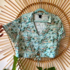 Peter Pan printed button down crop top, Disney sz1